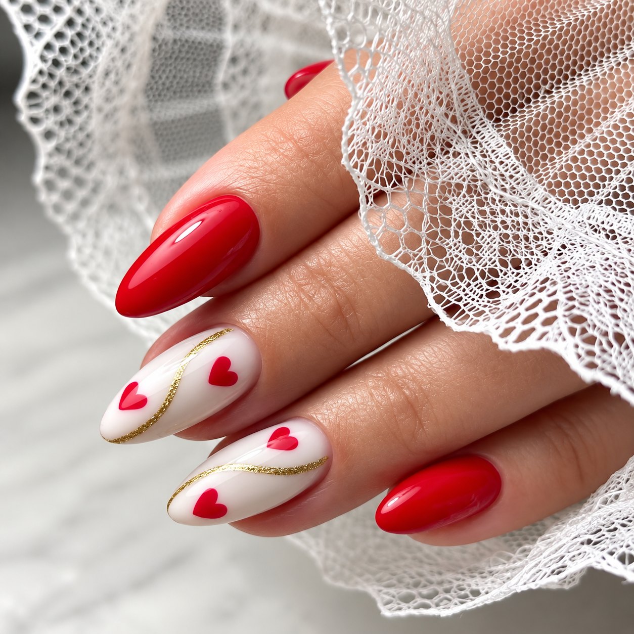 Red with hearts