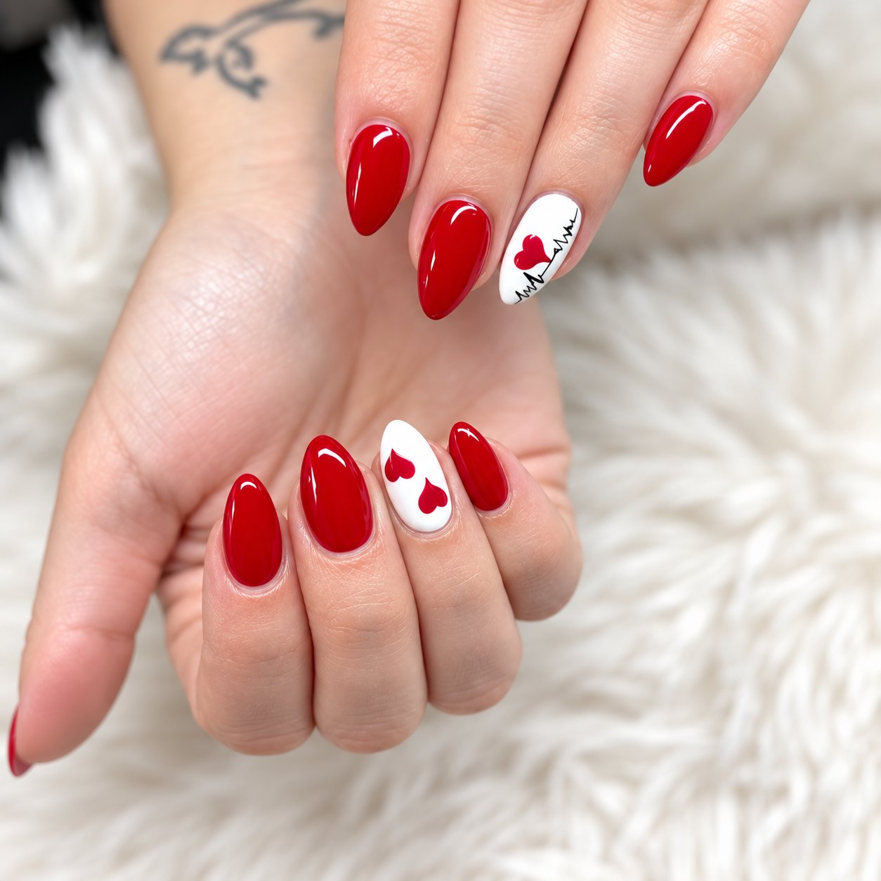 Red with heart accent