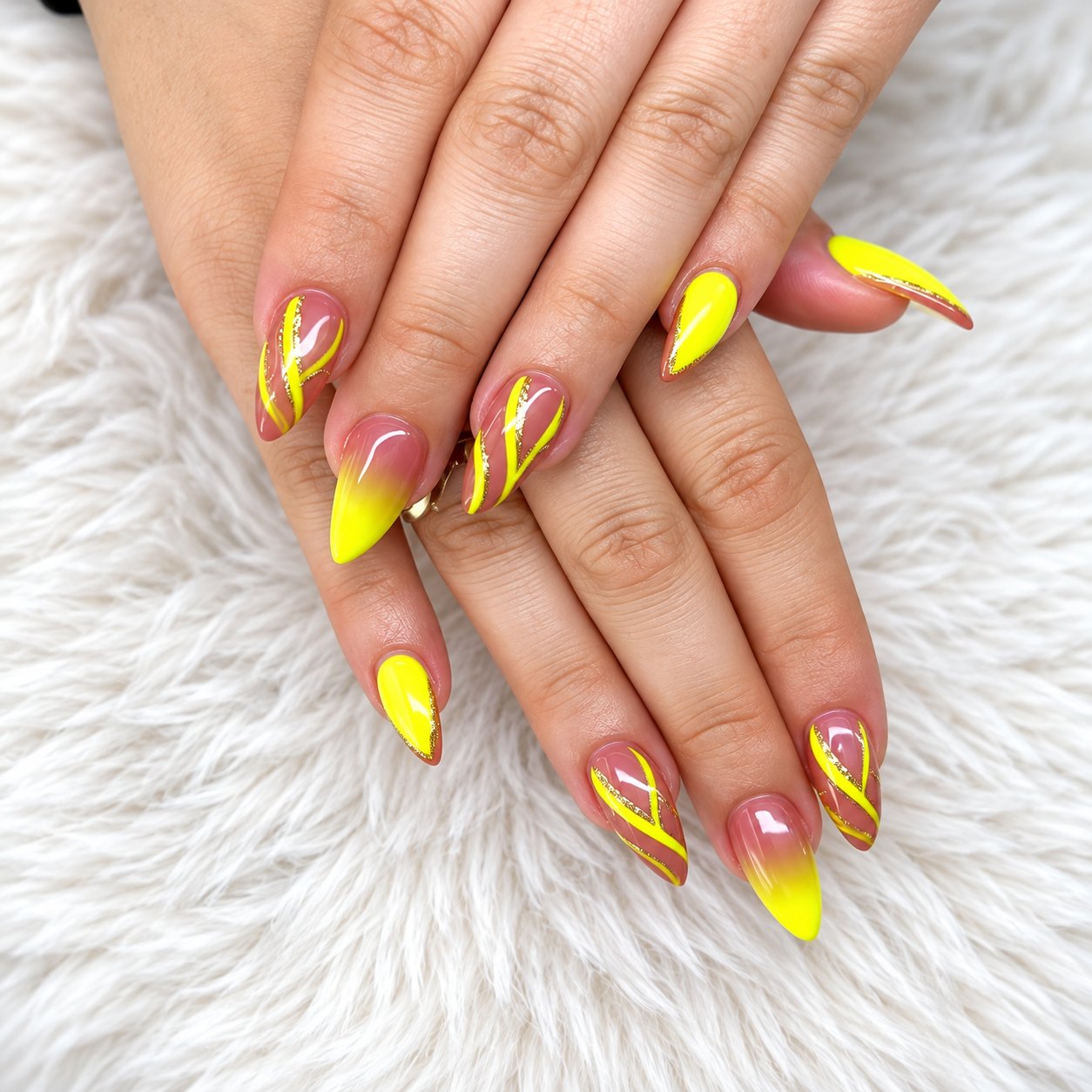 Neon yellow with gold