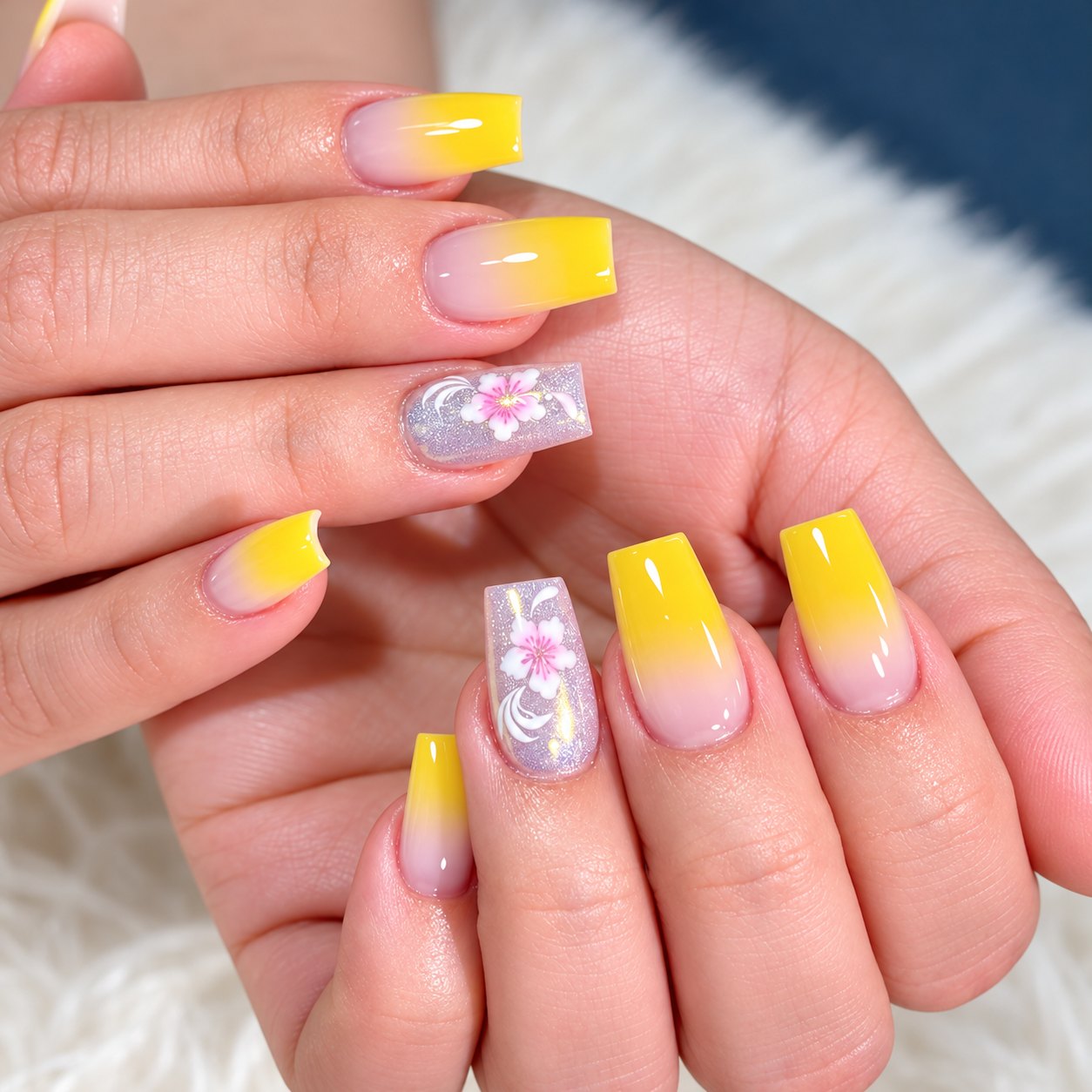 Yellow ombré with flower